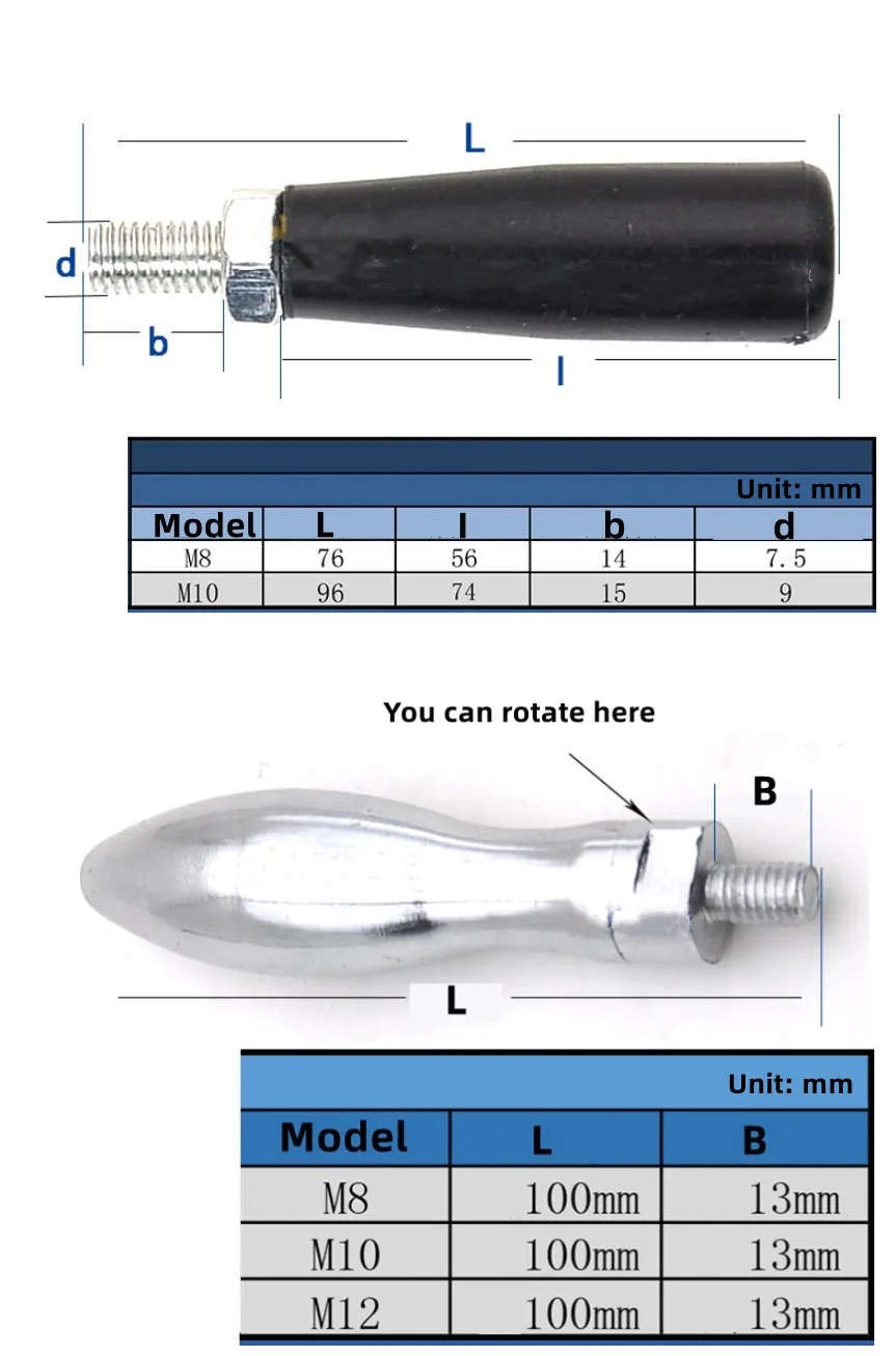 1Pc Milling Machine Handwheel Metal Revolving Handle M6 M8 M10 M12 Plastic/Electroplate Screw Knobs Handle for Grinding Machine