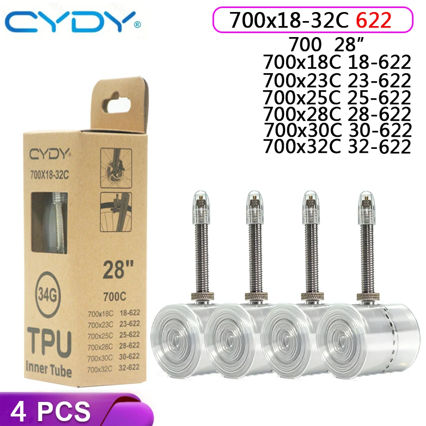 CYDY Ultraleichter Fahrradschlauch aus TPU 700C 700X18-32C Rennrad TPU-Material Reifen 45/65/85mm Französisches Ventil Pneu Kamera Reifen