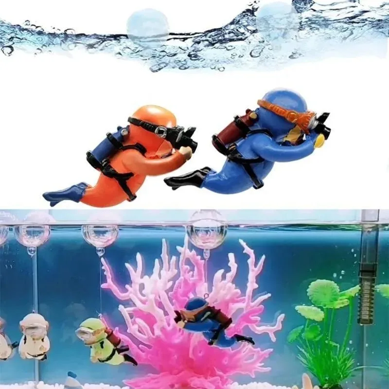 1pc/3pcs Cute Mini Aquarium Decoration Accessories Diver Figures Fish Tank Aquarium Ornaments Aquatic Pet Supplies