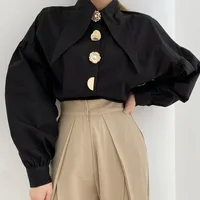 White Elegant Pearl Women Shirts Korean Sharp Corner Collar Loose Long Sleeve Ladies Blouse Y2k Fashion New Chic Female Tops - Image 3
