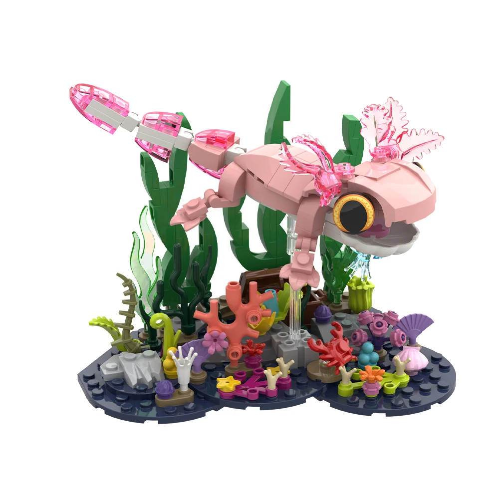 

Gobricks MOC Axolotl Building Blocks Model Mexico Axolotl Cuddly Creature Bricks Assemble Toys Kids DIY Birthday Gifts