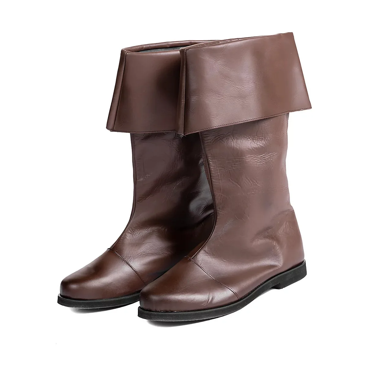 ผู้ชายหนังFauxยุคกลางรองเท้าRenaissance Gothicไวกิ้งโจรสลัดกลางลูกวัวรองเท้าบูทฮาโลวีนคอสเพลย์