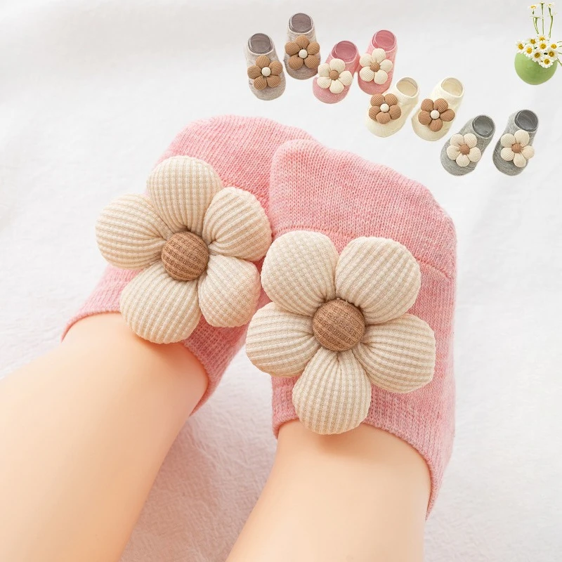 High Quality Cotton Newborn Babies Socks for Girls Cute Flowers Toddler Princess Anti-Slip Children Sock Infant Soft Baby Stuff