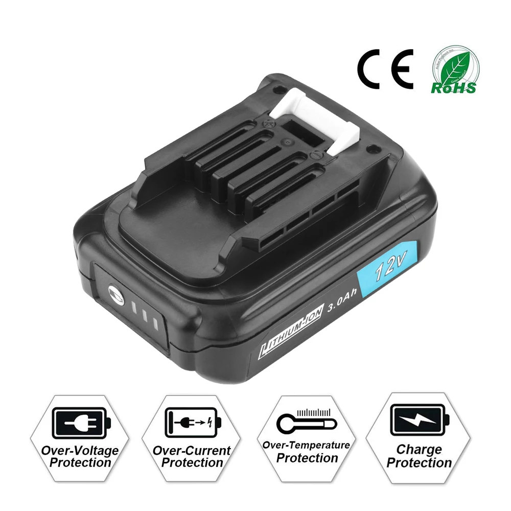 12V 3000mAh Rechargeable Battery Power Tools Replaceable Battery For Makita BL1021B BL1041B BL1015B BL1020B BL1040B