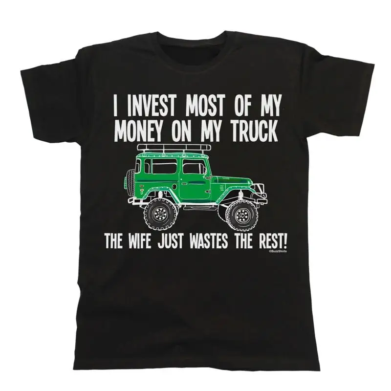 

4-кратная футболка, забавная мужская футболка, инвестируйте деньги в грузовике, моя жена, жена, отдых на бездорожье