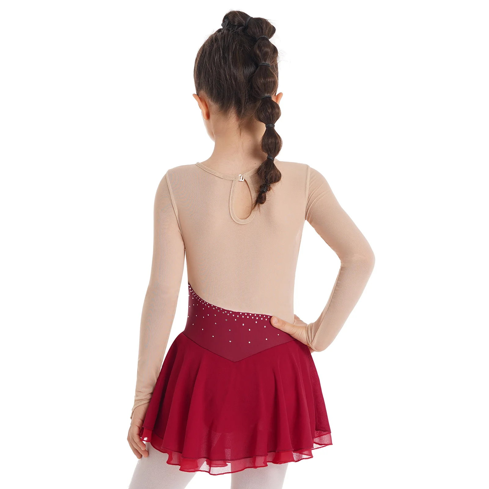 Kind Mädchen Figur Eislaufen Kleid Teen Kind Langarm Gymnastik Training Ballsaal Ballett Tanz kostüm für Bühnen performance