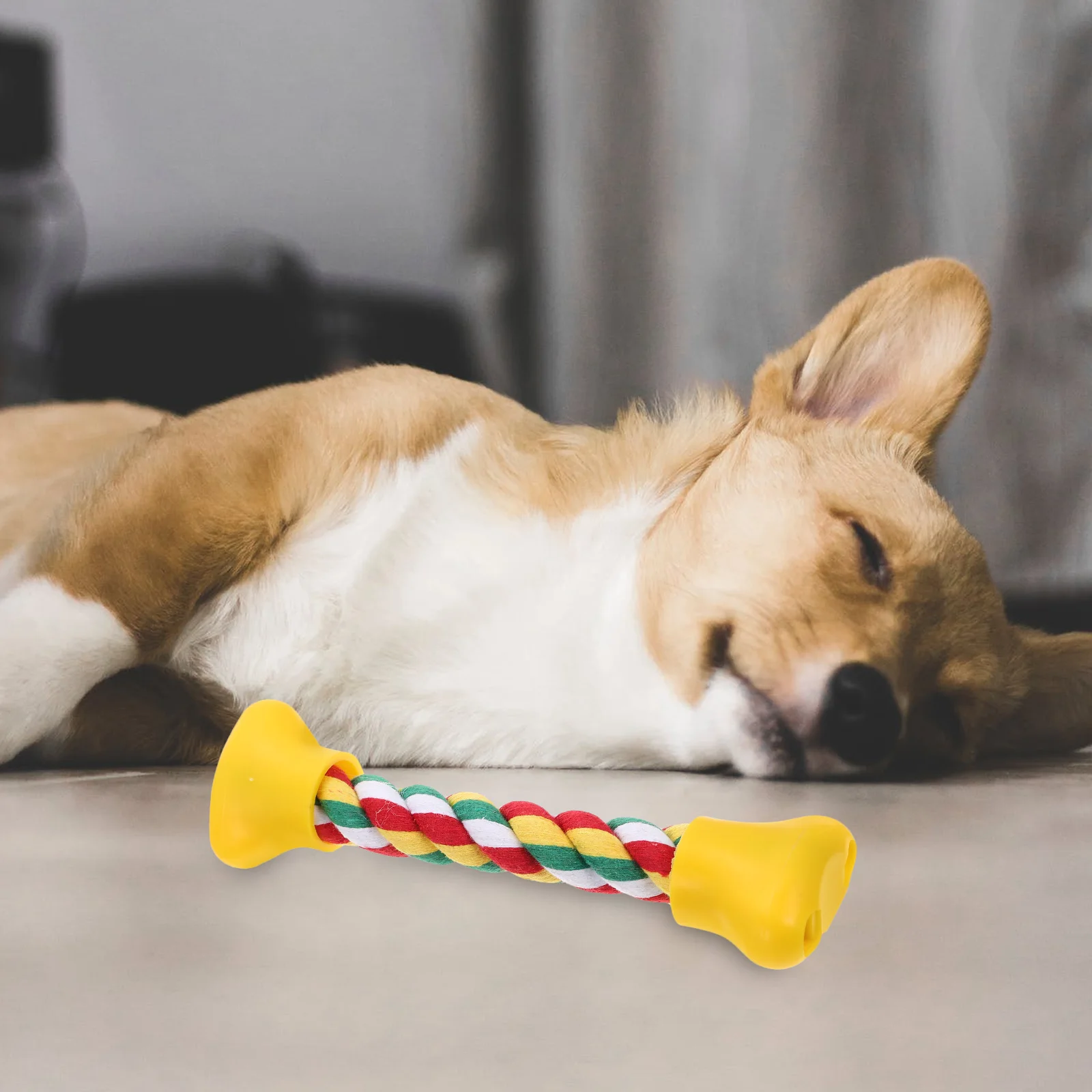 

Chew Toys Bone Shaped Molar Toy for Medium Dogs Cotton Rope Yellow Cat Dog Chewing Pet Training Teeth Cleaning Safe Non Abrasive