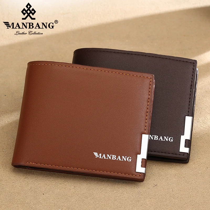 Hot Selling New Men\'s Short Wallet Iron Edge Korean Youth Men\'s Horizontal Wallet Trend Card Pack Purse