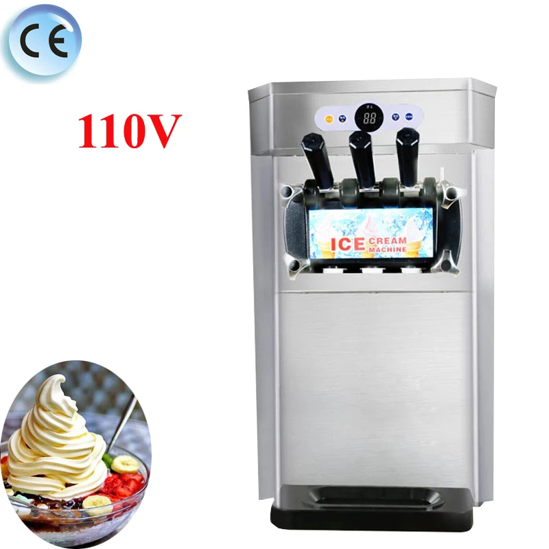 

Ice Cream Machine Vertical Three Head Soft Ice Creams Maker Quiet Design Machines 110V