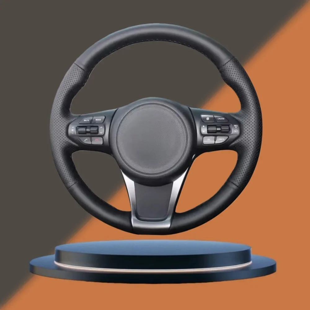 Car Lnterior Hand Stitched Black Microfiber Leather Perforated Steering Wheel Cover For Kia Sedona 2015-2019 Sorento 2015-2018