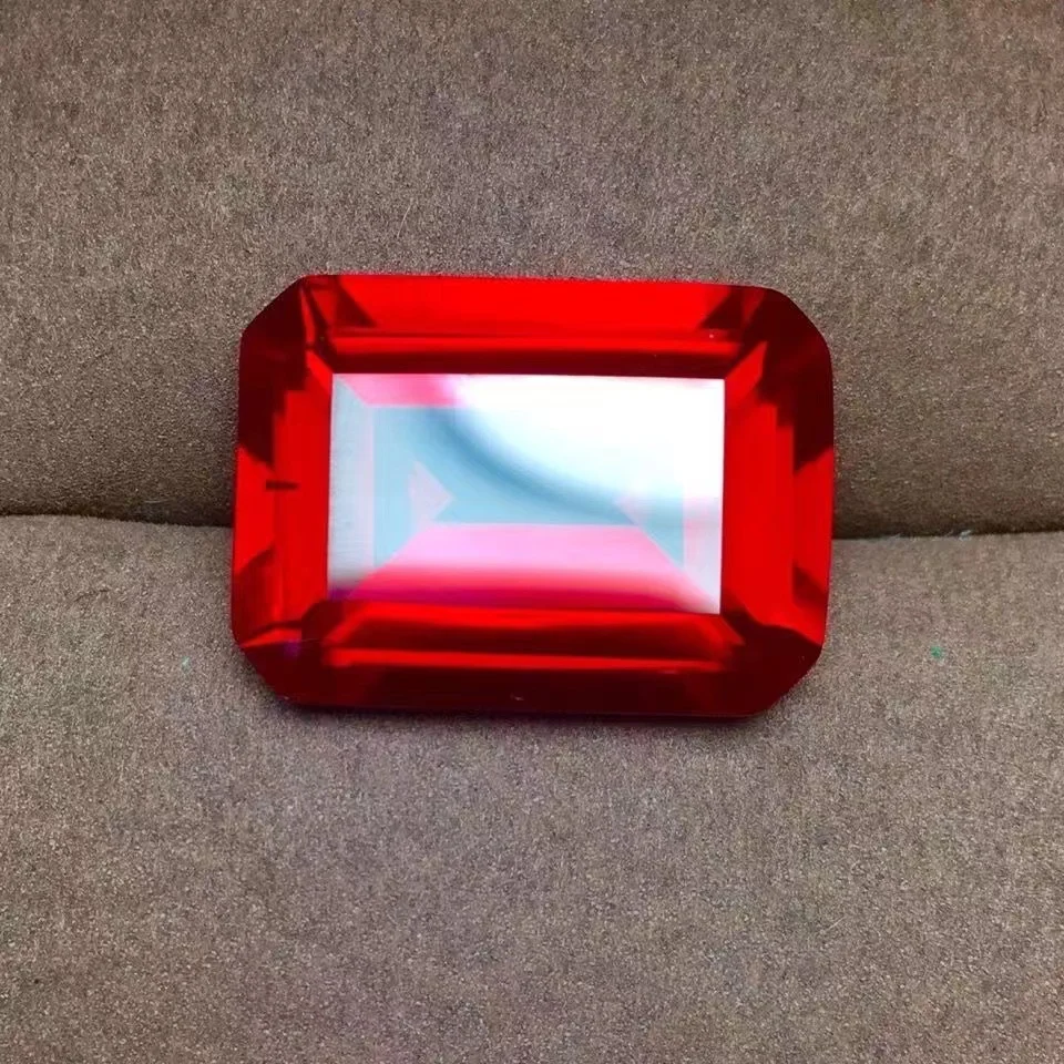 Ruby pigeon blood red emerald cut 5A bare stone 15X20mm ring face pendant hardness 9