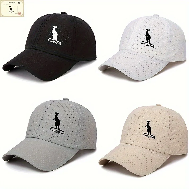 Kangaroo Quick-Dry Mesh Baseball Cap - Breathable Sun Hat for Fishing, Sports & Outdoor Activities, Unisex Adjustable Snapback,