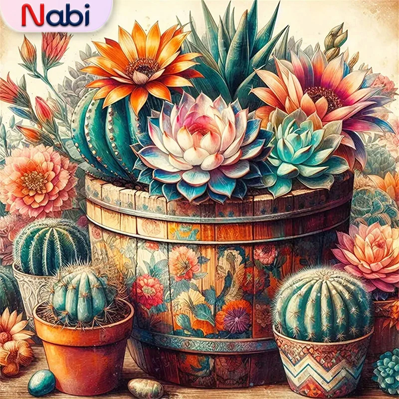 

Nabi алмазная живопись цветок кактуса костюмNabile для начинающих DIY дом Алмазная мозаика лунная картина акриловое украшение стены