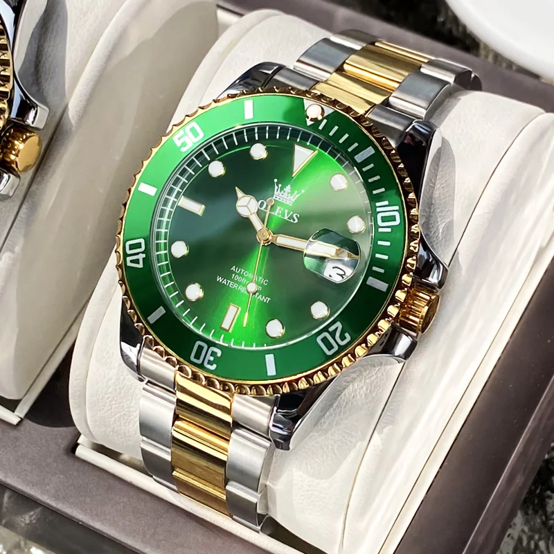 OLEVS Herrenuhren Luxus Original Automatische Mechanische Uhr für Mann Wasserdicht Edelstahl Leuchtdatum Mode Relogio