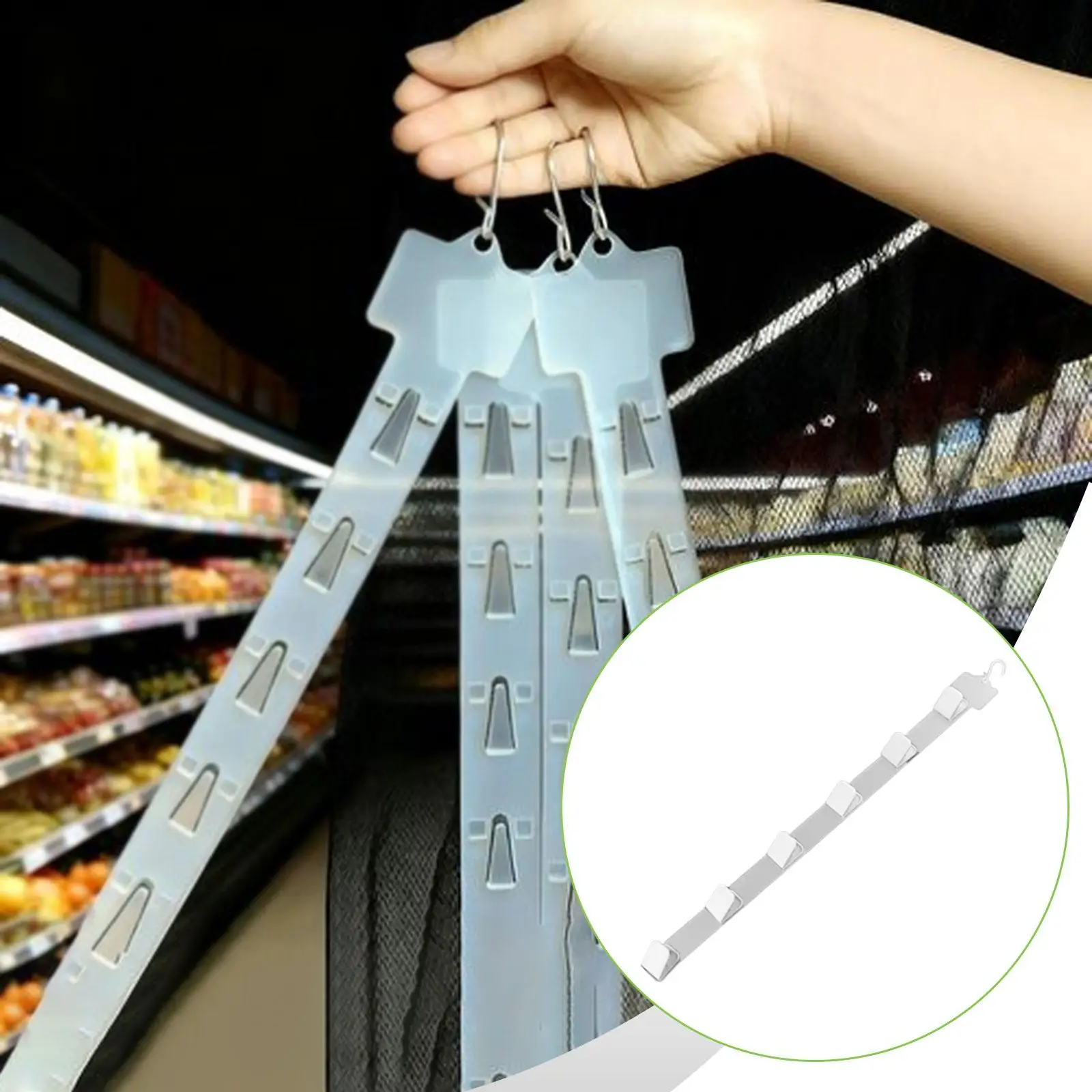 Merchandising Shelf Strip Clip with 6 Clips Length 67.5cm Packaged Snacks Organizer