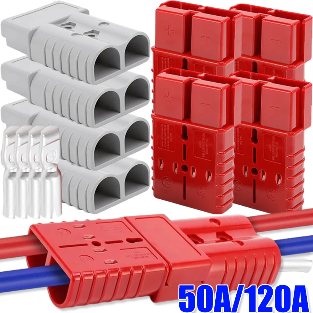 

50A 120A Plug Connectors Cable Terminal Battery Power Connector Kit Quick Plug Battery Charging Connector Adapter Accessory