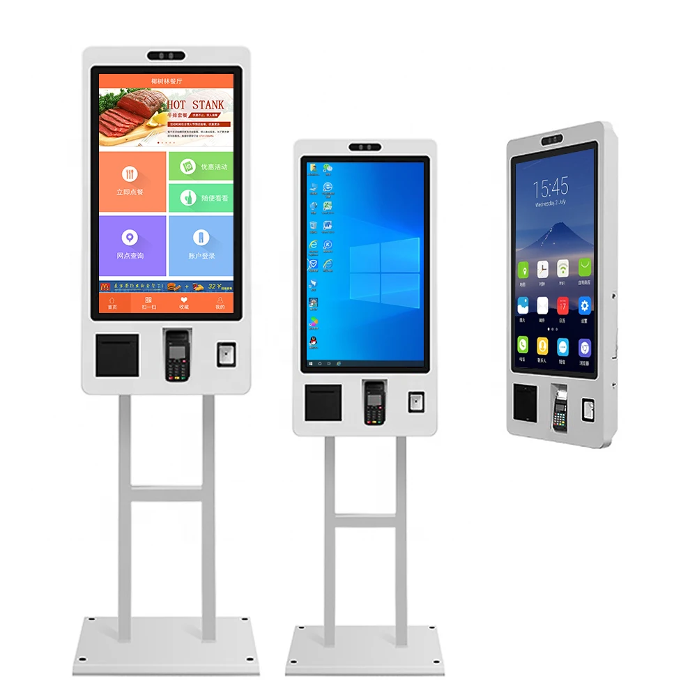 32 Inch digital signage totem Android System Self Cash Payment Pos Pay Self Service Electronic Kiosk With Ticket Printer