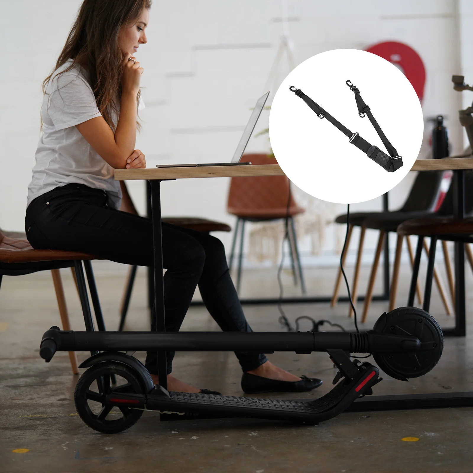 

Adjustable Scooter Shoulder Strap Heavy Duty Nylon Carrying Strap for Adult Bike Snowboard Hands Free Portable