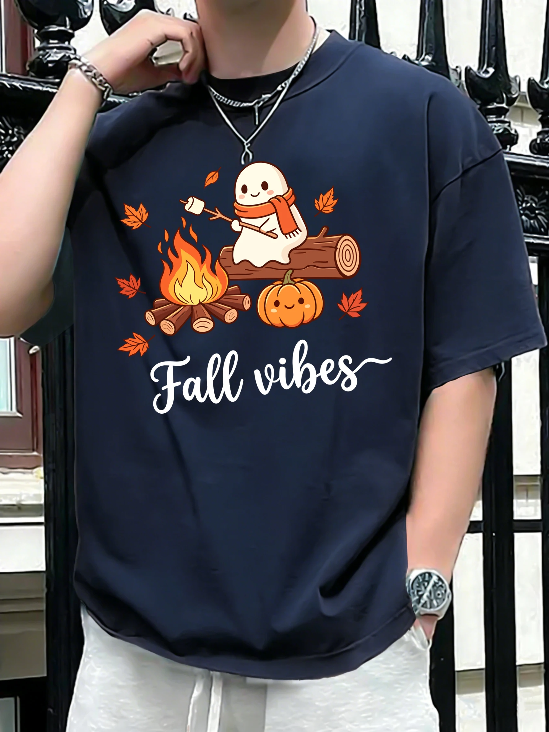 เสื้อยืดผู้ชายพิมพ์ลายผีฮาโลวี - Summer Clothing Vibes บทวิจารณ์และราคา