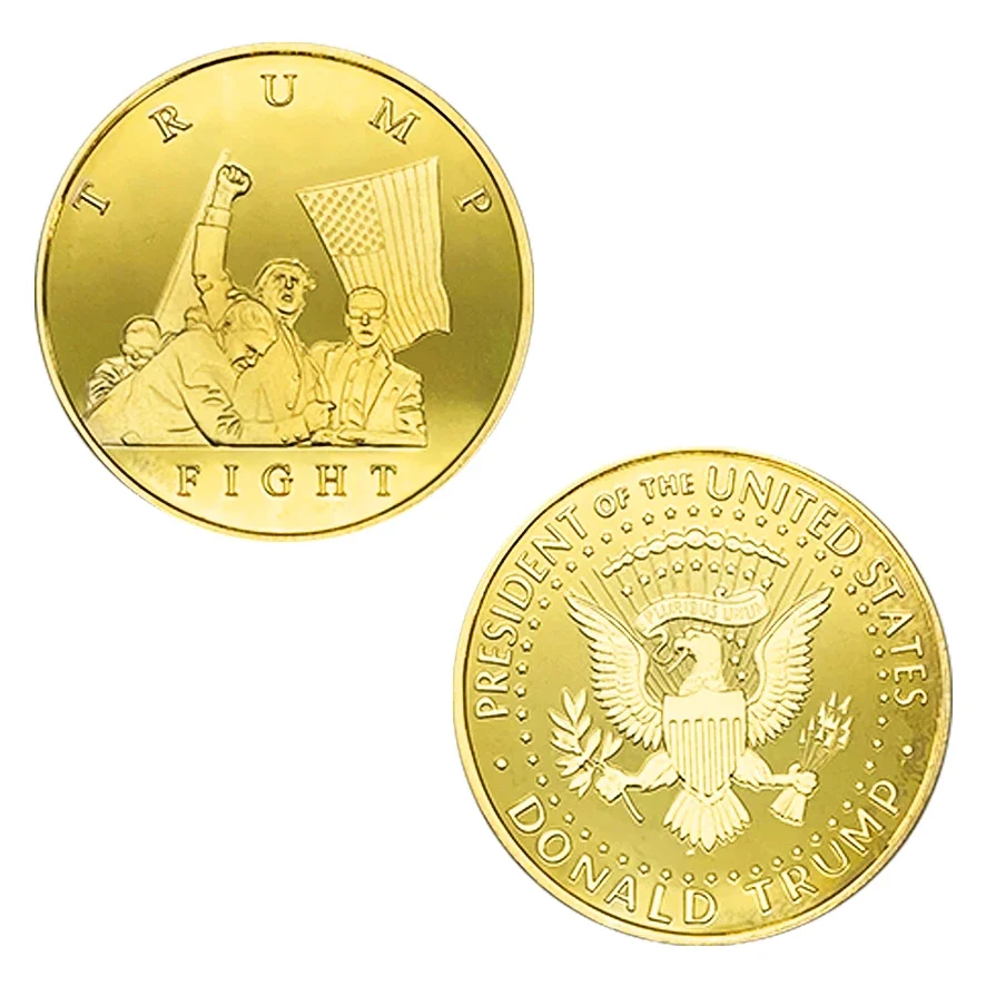 New Style gold Coin with case SEAL of the President of the UNITED STATES  Donald Trump  money  Colorful Commemorative Coin