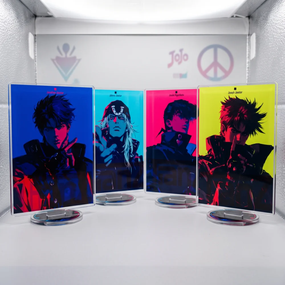 Anime JoJo Series 15cm Acrylic Keychain Stand Jonathan Johnny Joseph Caesar Jotaro Dio Desktop Ornament Manga Collectible Gift