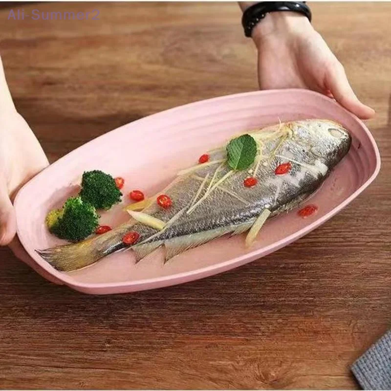 {MX} قش القمح البيضاوي طبق للوجبات الخفيفة صينية تخزين المواد الغذائية طبق الفاكهة البيتزا الغربية الإفطار أدوات المائدة صينية تقديم العشاء #4