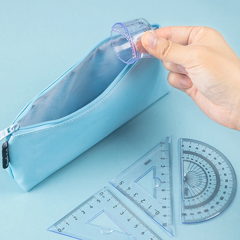 4 개/대 부드러운 구부릴 수있는 직선 눈금자 15cm 20cm 각도기 삼각형 규칙 플라스틱 어린이 학생 문구 용품