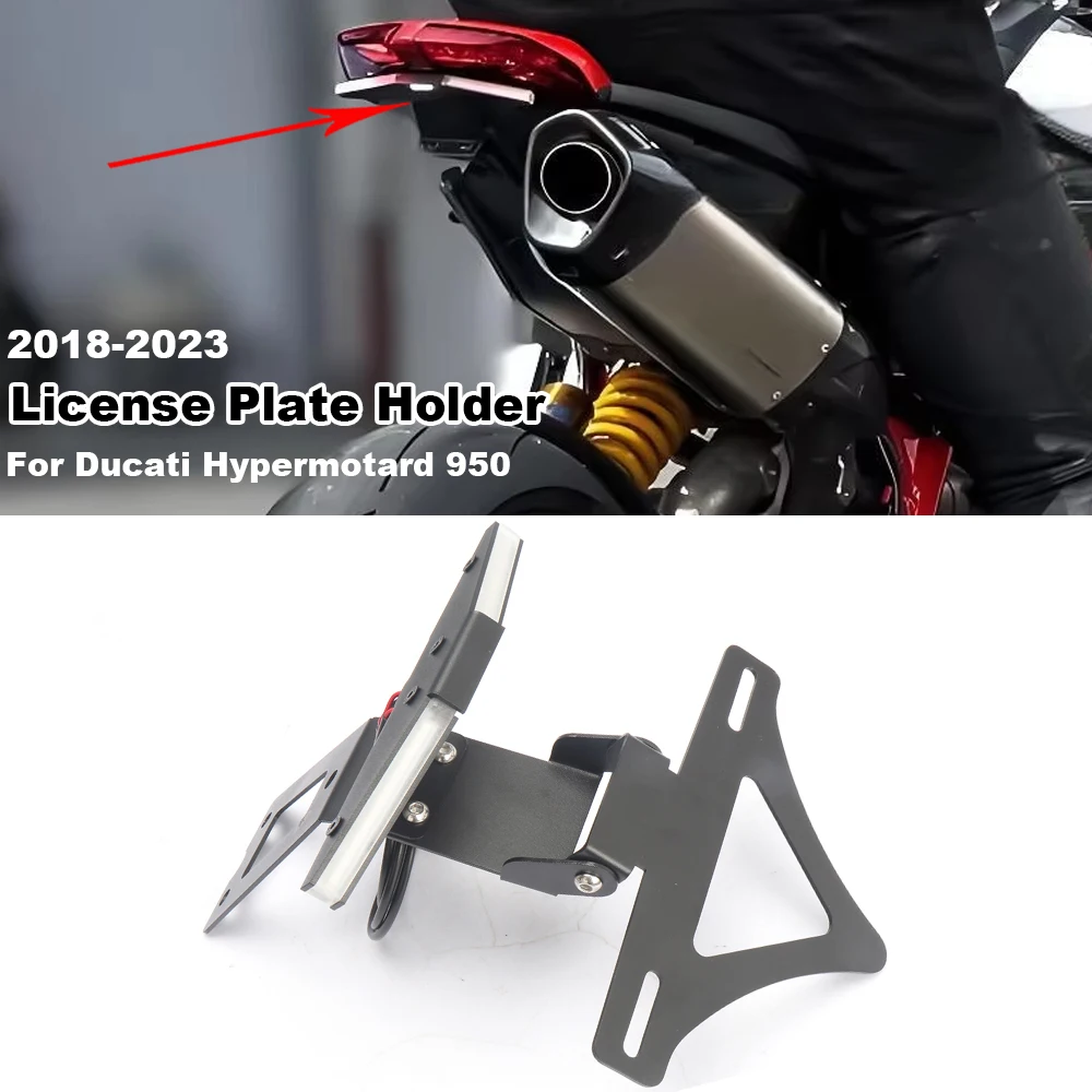 

For Ducati Hypermotard 950 2018-2023 Motorcycle License Plate Holder Fender Eliminator Tail Number Plate Bracket LED Light