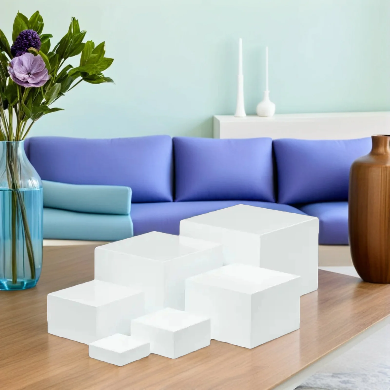 

6pcs Desktop Storage Display Rack White Stackable Organizer For Cake Cupcake Dessert Table Buffet Party Event Decor Stand Cube