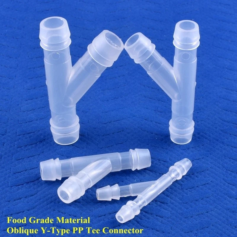 5~200Pcs 4~18mm Food Grade PP Oblique Y-Type Tee Connector Aquarium Tank Gas Diverter Garden Irrigation Pagoda 3-Ways Hose Joint