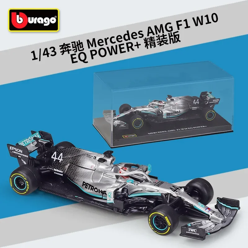 Bburago 1:43 Mercedes Benz F1 W12 E F1 W10 EQ POWER + Racing Car AMG simulazione modello di auto in lega con scatola di visualizzazione in