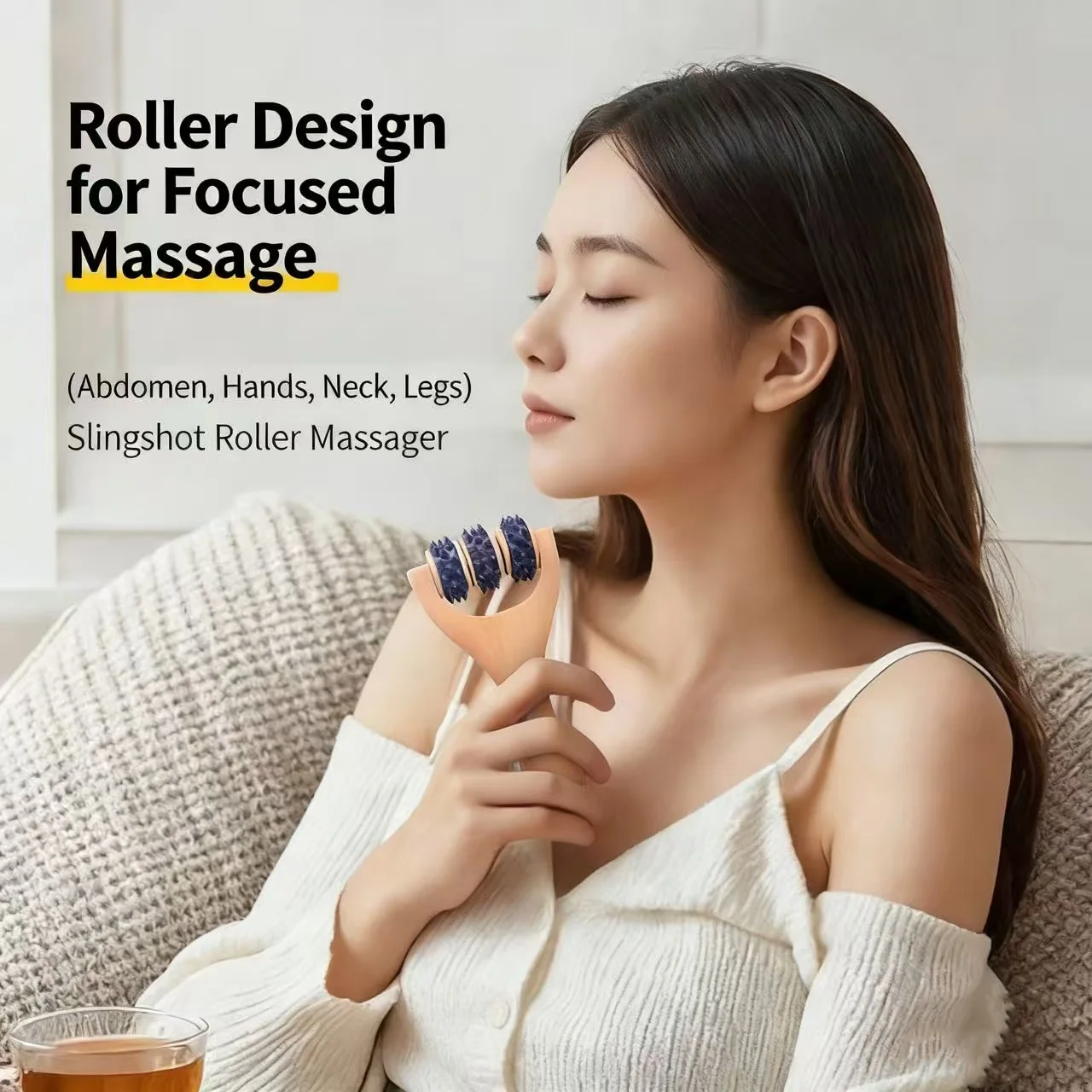 1pc Wooden Handheld Muscle Massager Rollers Face Shoulder Neck Hand Push Rolling Massager Body Soothing Relaxing Massage Tools