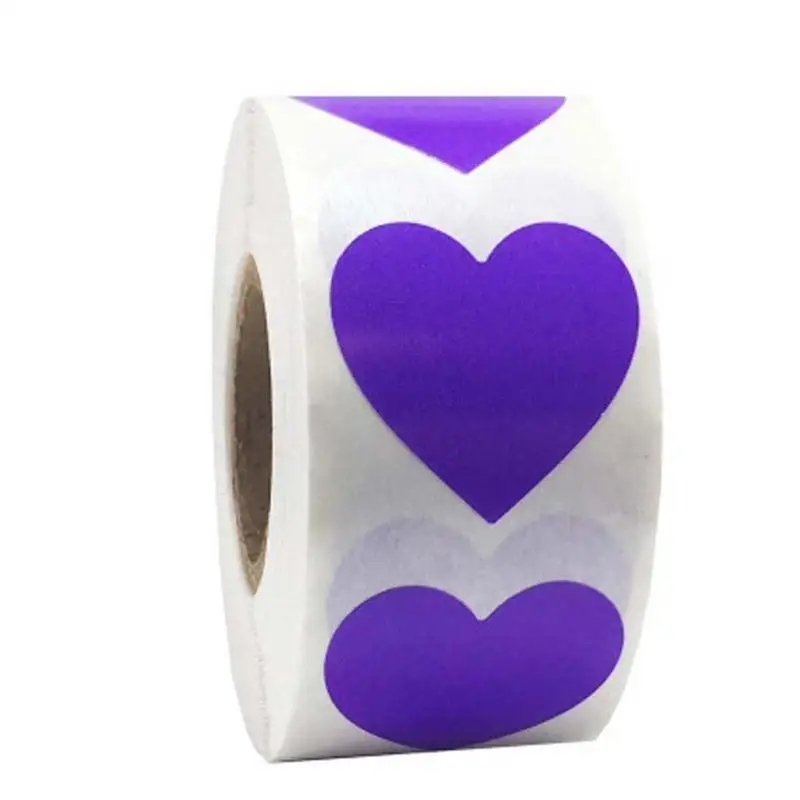 

E8BD Love Heart Sealing Stickers Roll 500Pcs Adhesive Dessert Wrapping Box Decal