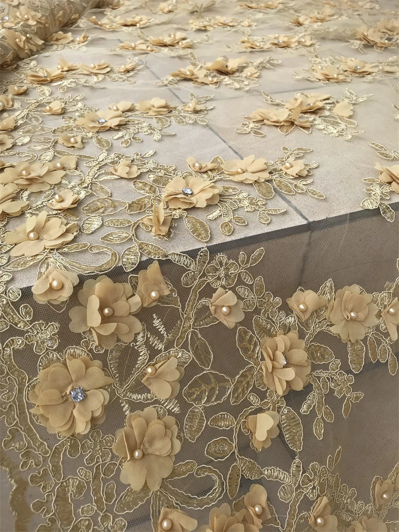 

High quality L-13063715 African wedding Fabric lace with beads and stones embroidered Lace for party