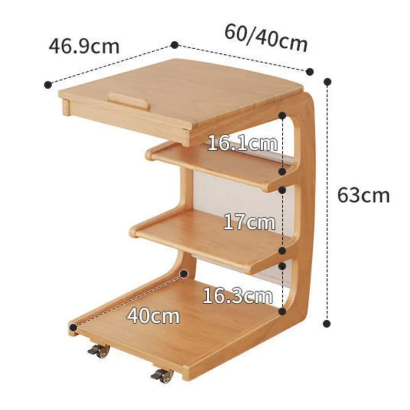 X&D Solid Wood Sofa Side Several Movable Living Room With Wheel Side Cabinet Bedside Shelf Simple Household Coffee Small Table