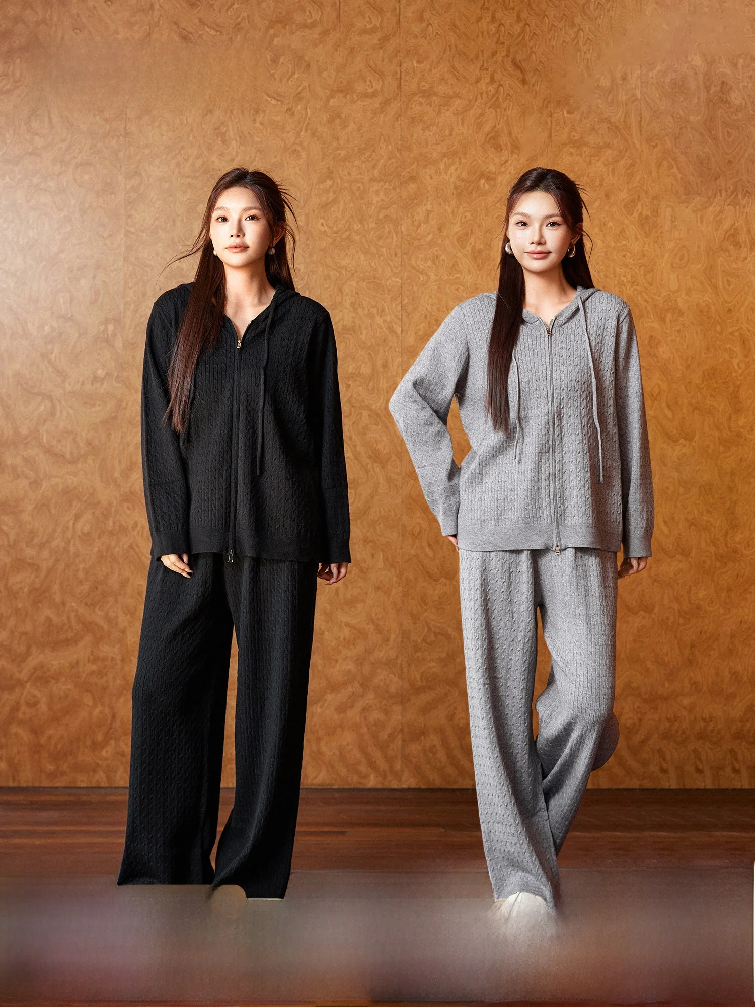 

Комплект Plusmall: повседневный вязаный свитер и брюки с узором из скрученной вязки из вельвета Andy для женщин больших размеров, новинка зимы