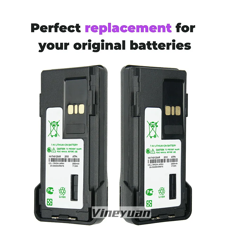 2PCS 7.2V 2300mAh NNTN8129AR Battery for Motorola XIR P8668 P8660 GP328D GP338D APX 1000 APX 2000 APX 3000 APX 4000 Radios