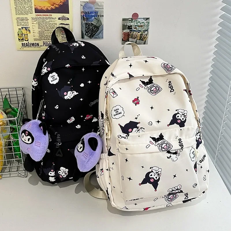 Sanrio Kuromi School Bag Female Student Large Capacity Simple Kawaii Cartoon Anime Print Accessories Large Capacity Backpack