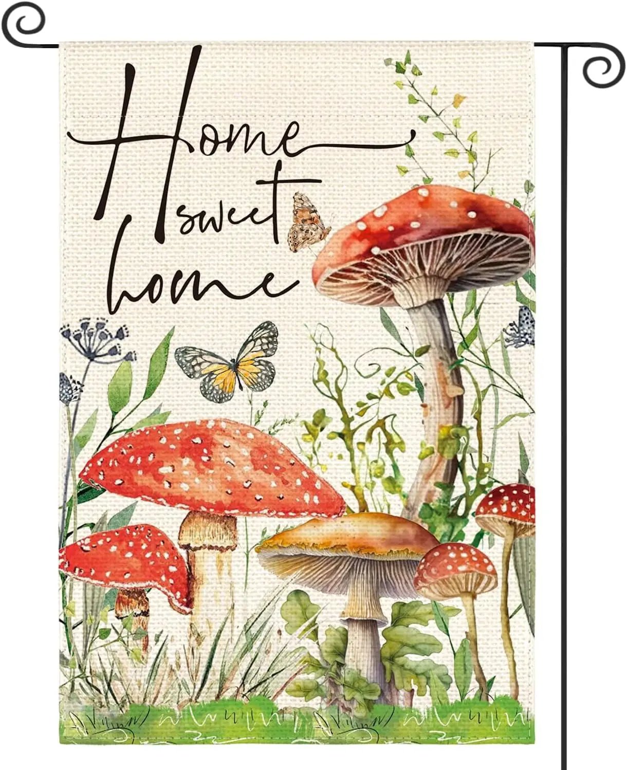 AVOIN colorlife Home Sweet Home Spring Mushrooms Garden Flag 12 x 18 Inch Double Sided, Seasonal Flowers Welcome Yard Outdoor Fl