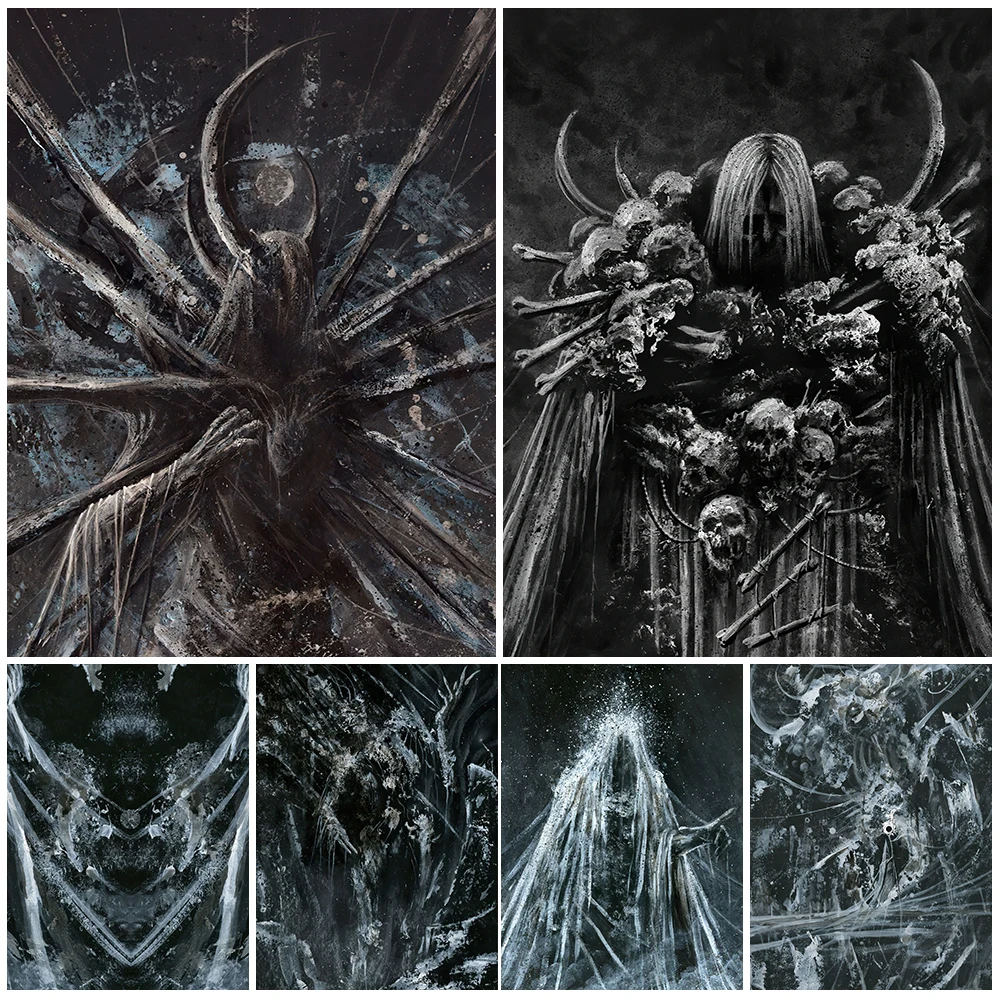 

Titan Troll And Necromancer Abstract Wall Art Canvas Painting Mysterious Dark Magic Monster Art Poster And Print Home Decoration