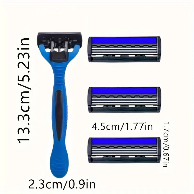 Men's Manual Safety Razor Set, featuring 3-layer stainless steel blades and an aloe vera lubricating strip | perfect as a gift.