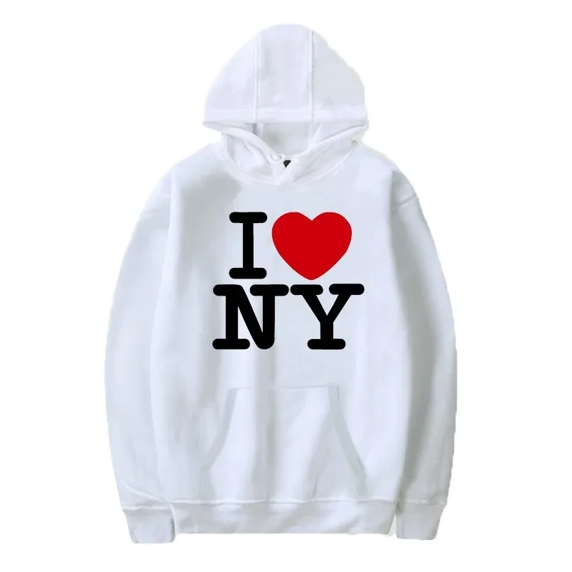 I Love NY เสื้อมีฮู้ดพิมพ์ลายเสื้อสเวตเชิ้ตเสื้อสวมคอมีฮู๊ดลำลองแฟชั่นสำหรับผู้หญิงสำหรับผู้ชาย