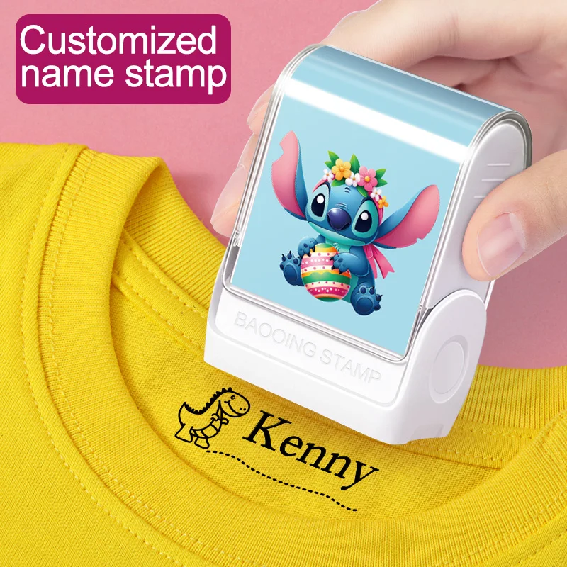 ختم اسم شخصي مع نمط غرزة ديزني، ختم مخصص سريع الجفاف للوازم المدرسية والملابس وهدايا العودة إلى المدرسة #1