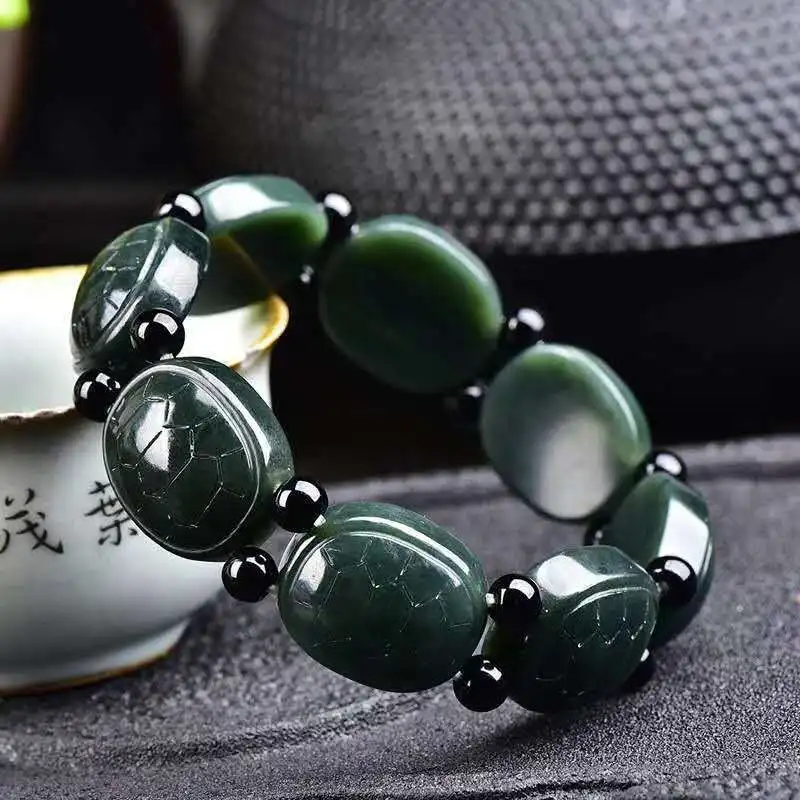 

Bulk Hetian Green Jade Fortune Longevity Bracelet