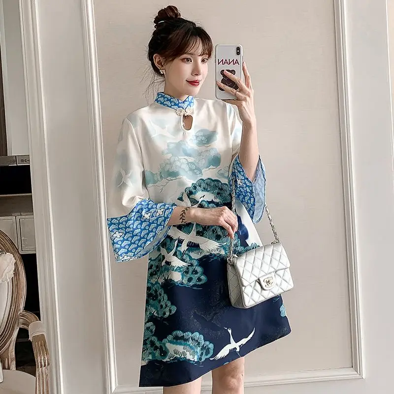 2023 New White Plus Size Party Casual Qipao Traditional Chinese Clothing Vintage Modern Improved Cheongsam Dress for Women