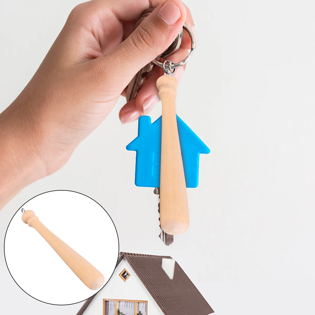 

50pcs Mini Wood Baseball Bats Keychain Pendant Craft Supplies Durable Creative Gifts Sewing Tools Accessories