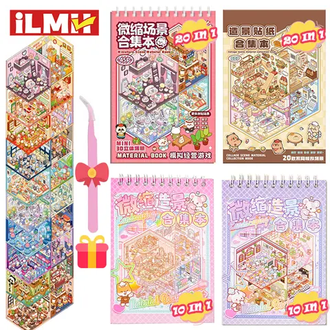 20 Pz 20in1 3D Paesaggio Adesivo Collezione Libro Album Scena di cartoni animati Giocattolo fai da te Gioco Festival Regalo di compleanno per Kid Ragazza Bambino