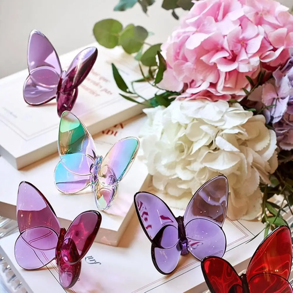 Multiple Color Crystal Butterfly Figurines Super Winkling Clear Crystal Flying Butterfly Collectible Reflective Durable