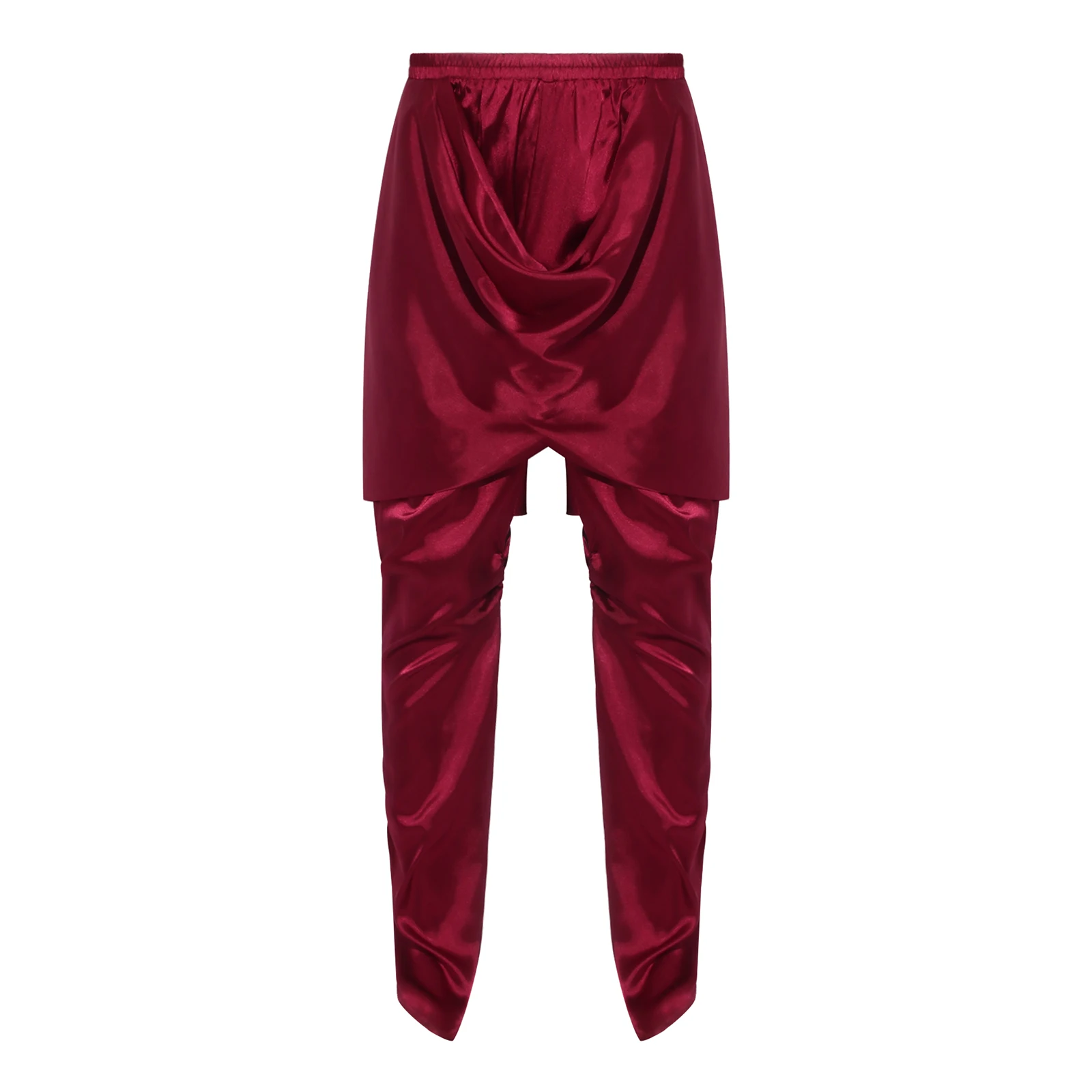 Men Arabian Costume Satin Dhoti Pants Casual Cross-wrap Draped Baggy Trousers for Halloween Egyptian Pharaoh Cosplay Trousers view 4