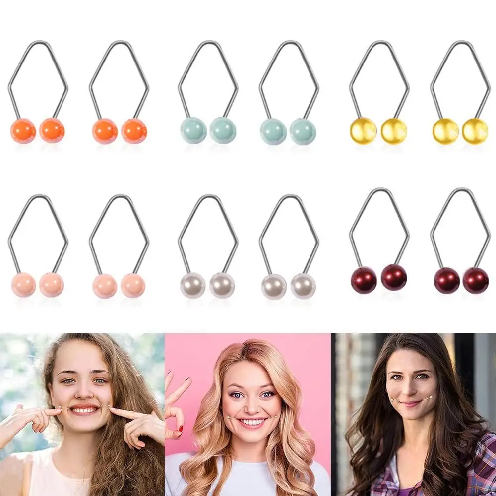 1 Pair New Alloy Dimple Trainer Pearl Facial Beauty Tools Dimple Maker for Cheeks Easy to Wear Facial Dimple Make Tool
